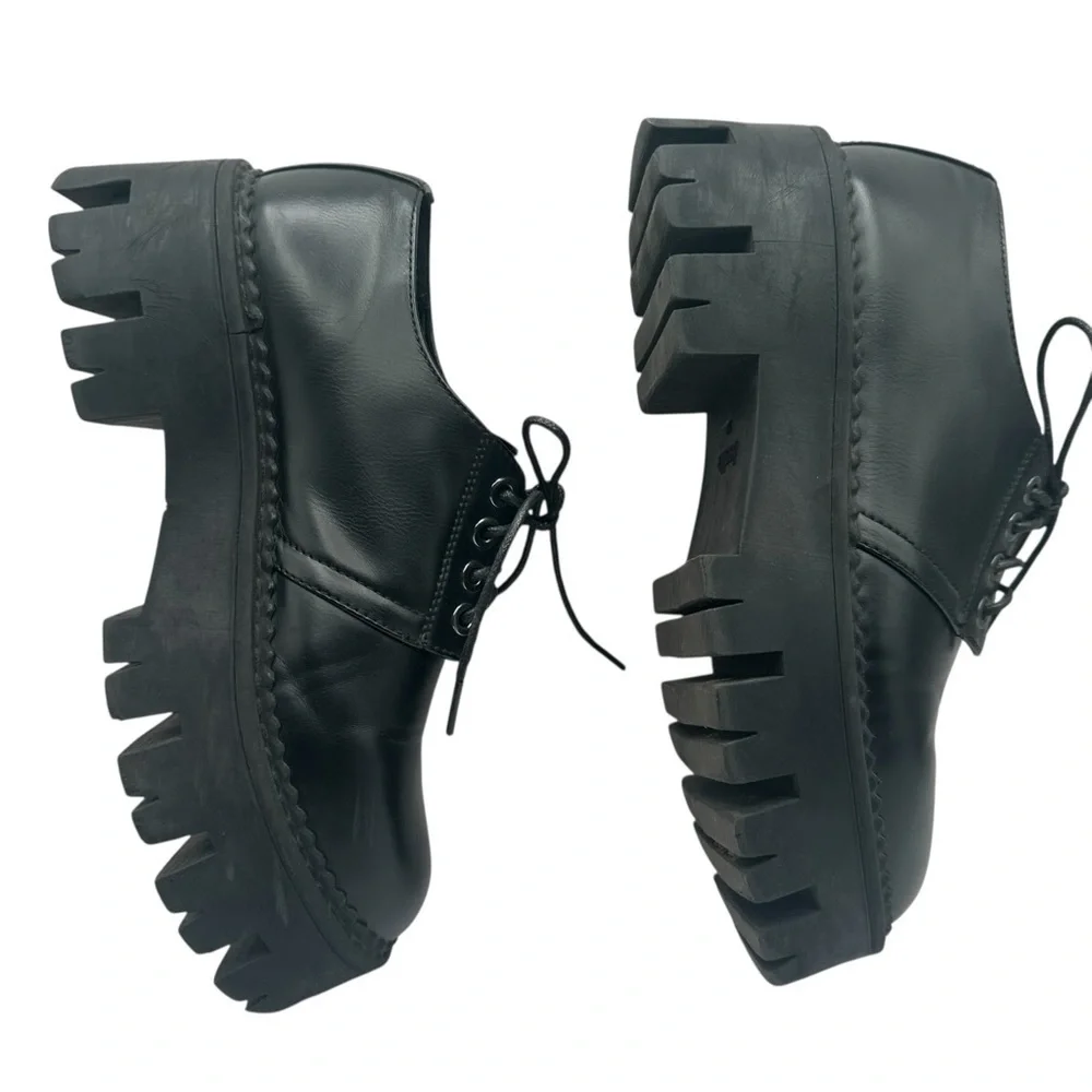 Bershka Chunky Platform Oxford Shoes Black Unisex EU 36